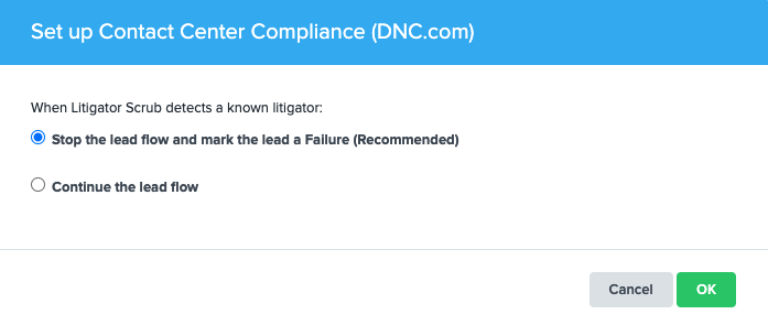 How to reject leads identified as litigators with LeadConduit