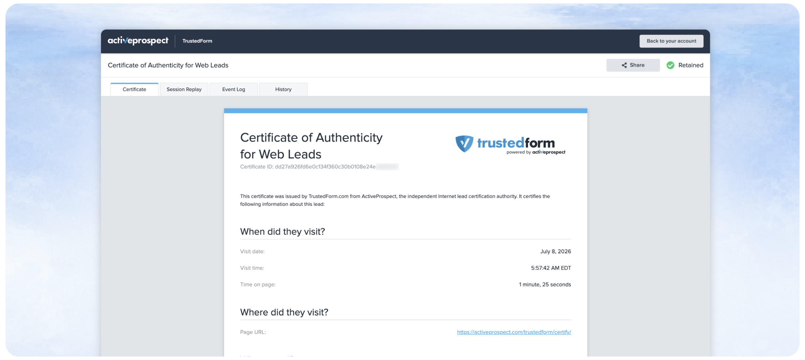 TrustedForm consent certification illustration